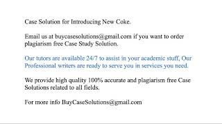 Case Solution Introducing New Coke