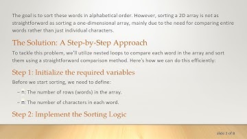 Sorting a 2D Array in Lexical Order