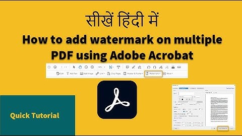 How to add watermark to multiple pdf files | Adobe Acrobat tutorial in Hindi