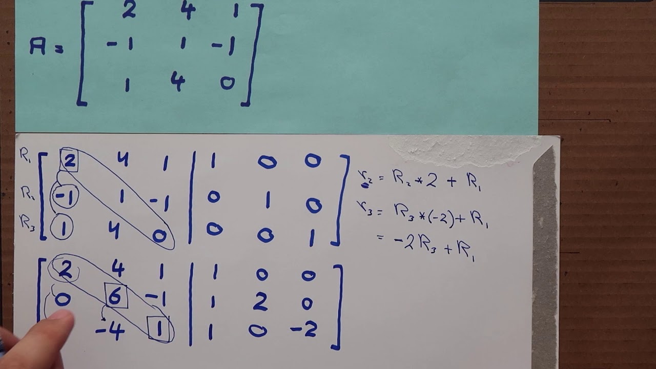 حل الانفرس بطريقة جاوس جوردن (Gauss Jordan inverse 3x3)
