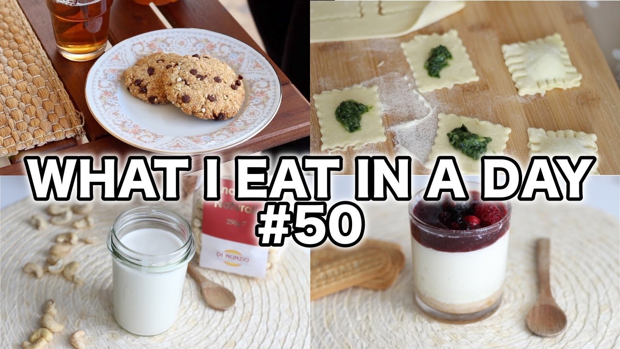 COSA MANGIO IN UN GIORNO|ravioli VEGAN fatti in casa,CHEESECAKE in 1 minuto,panna da cucina vegan...