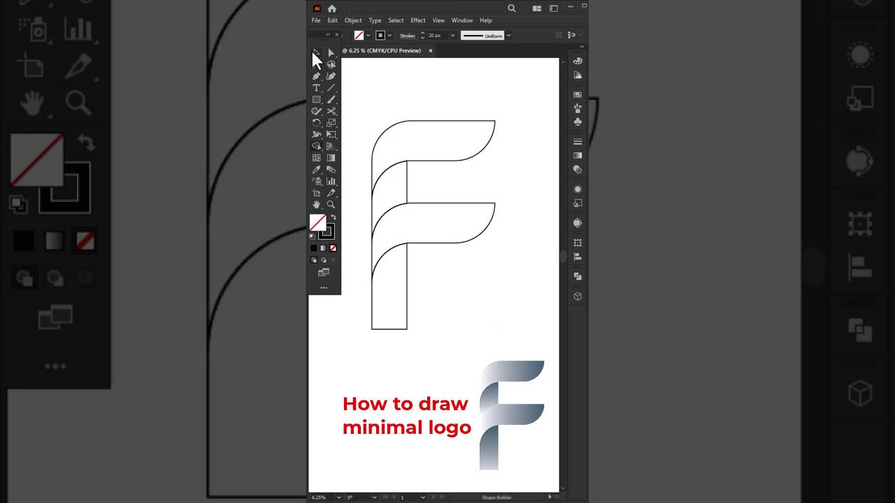 Modern Letter F Logo in adobe illustrator Tutorial