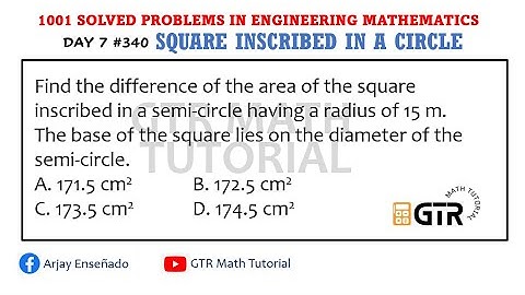 AREA OF SQUARE INSCRIBED IN ACIRCLE | 1001 SOLVED PROBLEMS IN ENGINEERING MATHEMATICS | DAY 7 #340