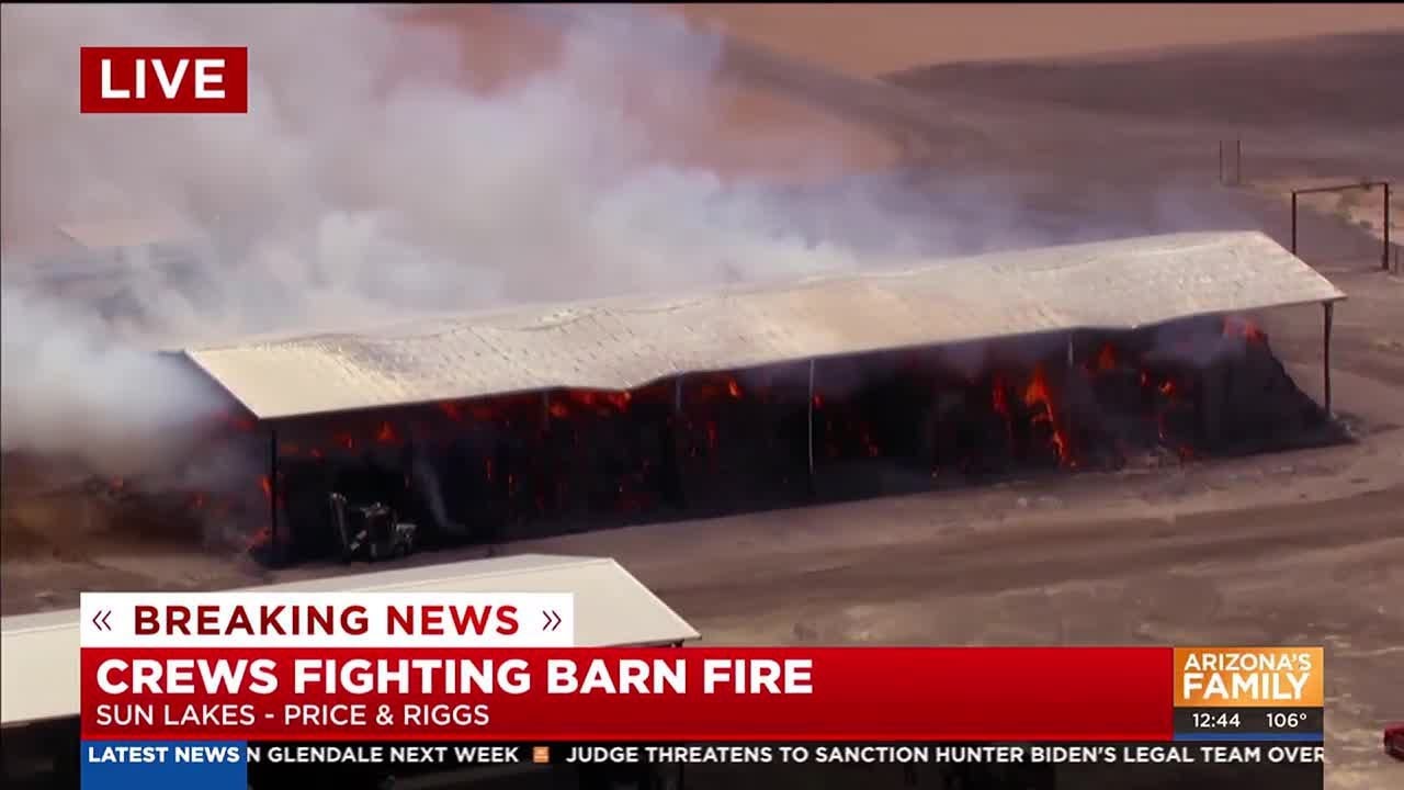 Crews battle massive barn fire in Sun Lakes - YouTube