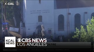 An arson investigation is underway to determine the cause of a vacant Echo Park church fire