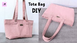 HOW TO SEW AN EASY TOTE BAG WITH RECESSED ZIPPER @MamaProject