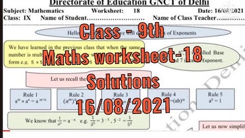 Class 9th maths worksheet-18 || solutions || 16/08/2021 || Doe worksheet