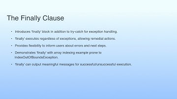 Long Summary | Lecture 24: Exception Handling-II