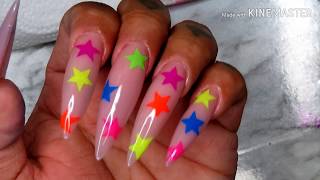 Recreating kylie jenner neon star nails ...
