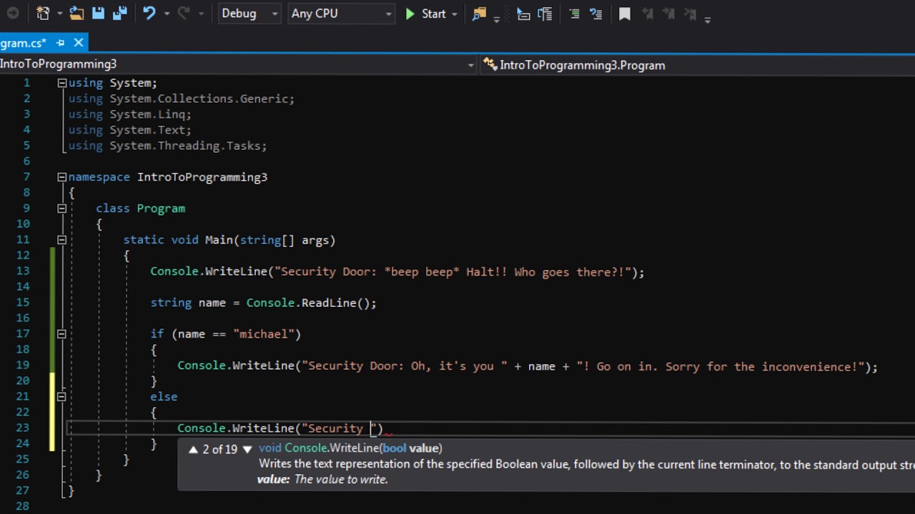 3. Name Recognition | Intro To C# Programming - YouTube