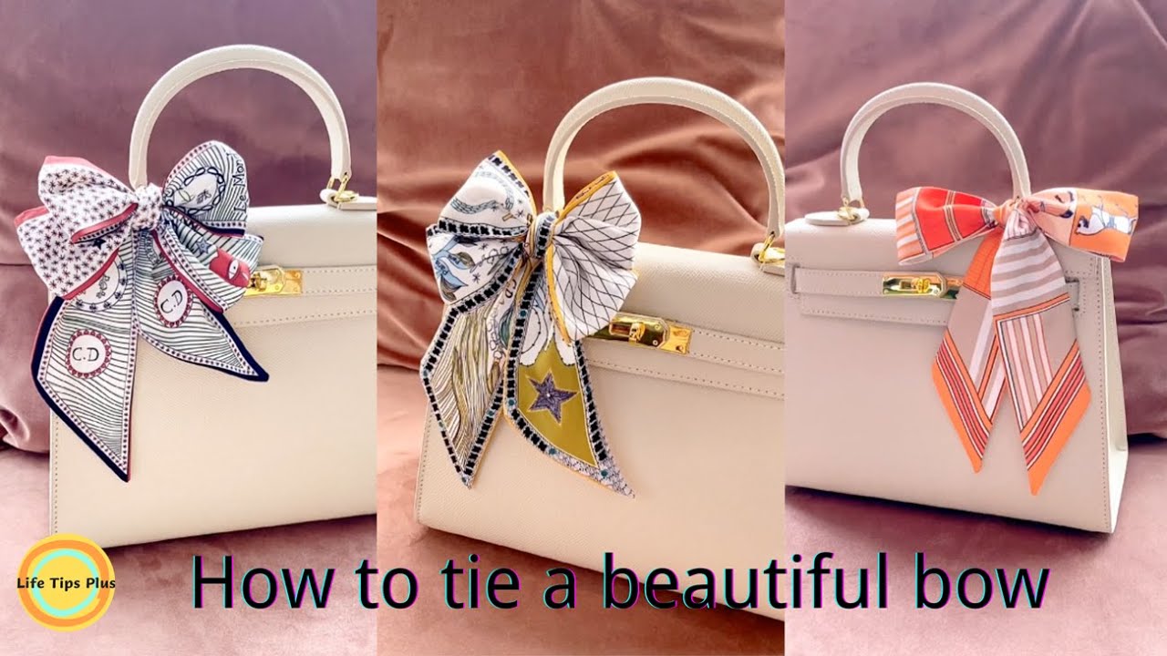 How to tie a beautiful bow on a bag with twilly .Accessorizing