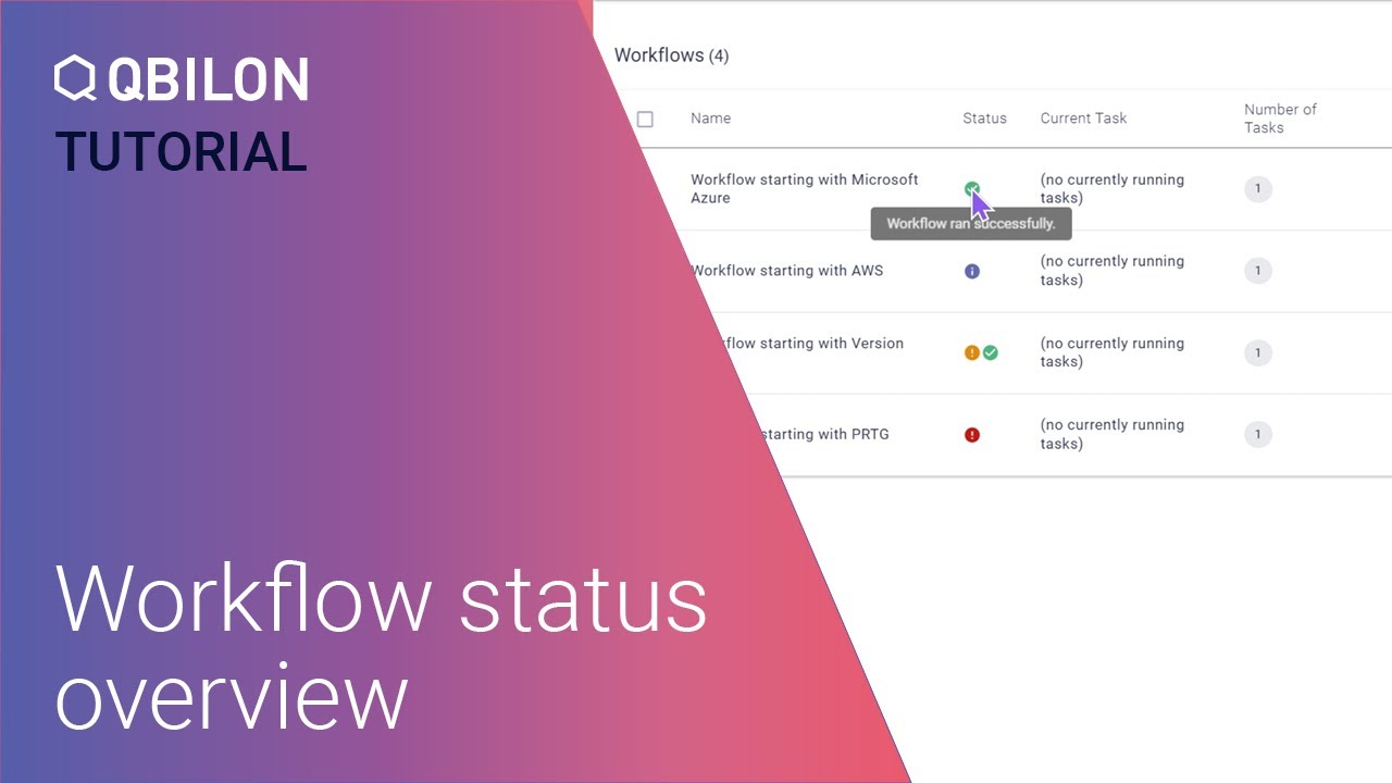 Workflow status indicators in overview