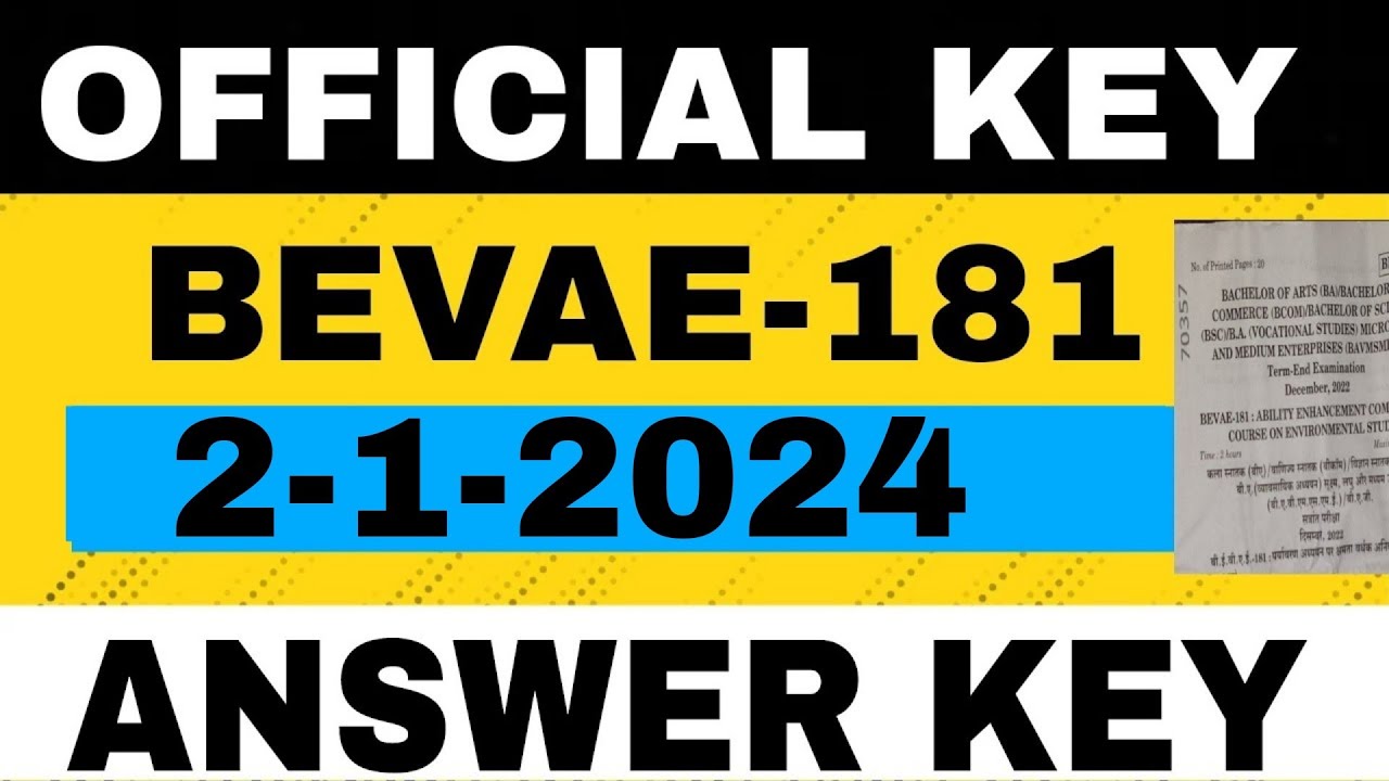 BEVAE 181 Answer Key 2023 Answer Key Of BEVAE 181 December 2023 Exam ...