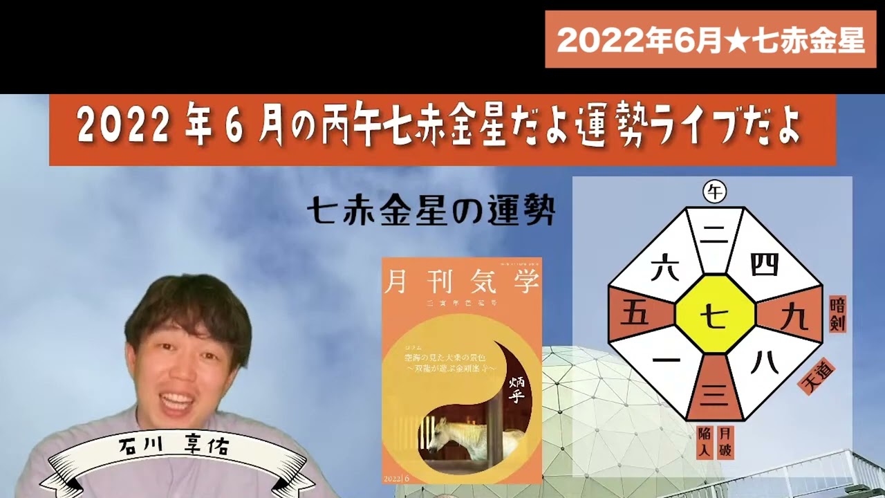 22年6月の運勢ライブ切り抜き 七赤金星 22年6月の運勢 九星気学 易で開運 ー社会運勢学会認定講師 石川享佑監修 Youtube