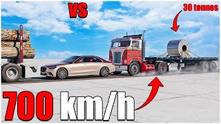 BeamNG Drive | v0.32 | Gavril T Steel Coil Trailer VS Mercedes Maybach S680 (700 km\h) | car torture