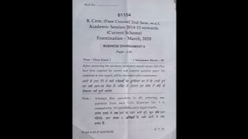 MDU !! BUSINESS ENVIRONMENT - ll  March,2020 [B.com (pass) 2nd sem question paper]