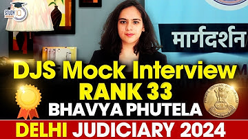 DJS Mock Interview | Bhavya Phutela (Rank 33) | Delhi Judicial Services 2024 | StudyIQ Judiciary