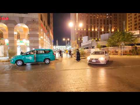 جولة ليلية جميلة جدا جوار المسجد النبوي الشريف وتسمية بعض الفنادق في الجهة الشمالية