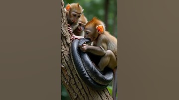 Tragic Jungle Moment! Baby Monkey Trapped by Snake—Others Watch in Despair! #snakeattack