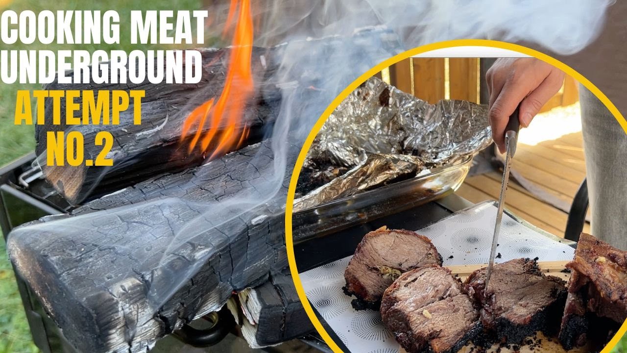 Cooking meat underground over wood fire, attempt no.2 - YouTube