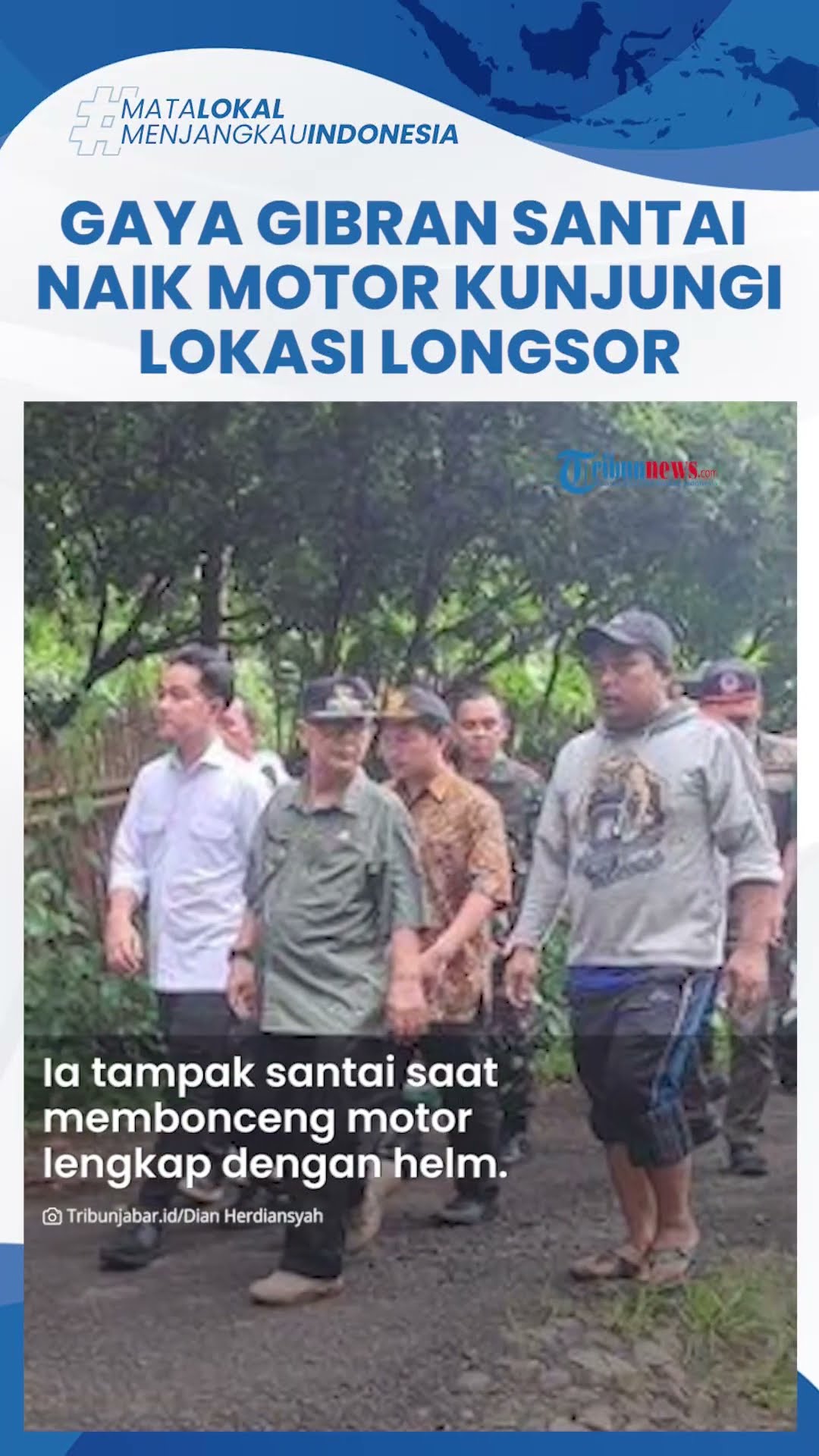 Gaya Gibran Naik Sepeda Motor Kunjungi Lokasi Banjir \u0026 Longsor Sukabumi, Santai Dibonceng Paspampres