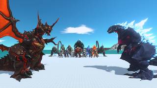 New DESTOROYAH POSTER vs GODZILLA & ROBOT Team | 1v1 Epic Battle! Animal Revolt Battle Simulator screenshot 5