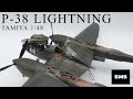 1/48 Tamiya P-38 Lightning. Full build scale model aircraft kit #61120