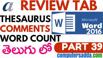 Ms-word 2016 in Telugu 39(Thesaurus,Word count & Comments) (www.computersadda.com)
