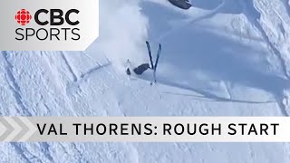 Spain's Abel Moga stumbles after big backflip at Freeride World Tour in Val Thorens | #CBCSports