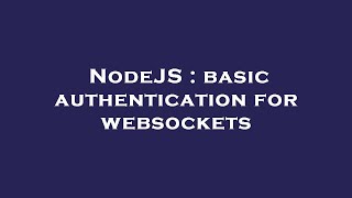 NodeJS : basic authentication for websockets
