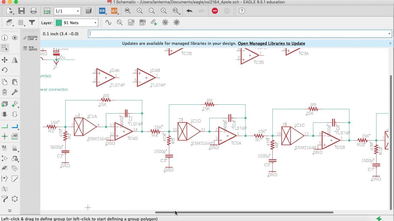 4-pole Voltage Controlled Filter from SSI 2164 App Note PCB layout