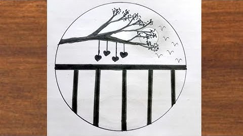 Easy circle scenery drawing /Easy drawing ideas for beginners/ How to draw pencil sketch drawing