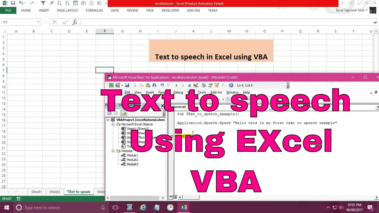 speech to text for excel