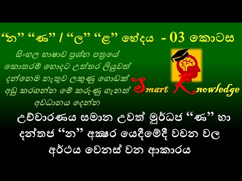 මුර්ධජ “ණ” හා දන්තජ “න”  අක්‍ෂර යෙදීමේදී වචන වල අර්ථය | Sinhala Grammar 03