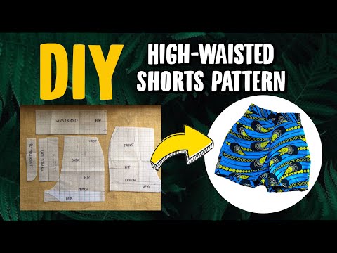 DIY HOW TO SEW A HIGH WAISTED SHORT PANTS .cutting and sewing tutorial  beginner friendly* 