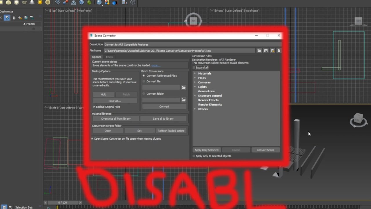 Disable Scene Converter 3dsMax -