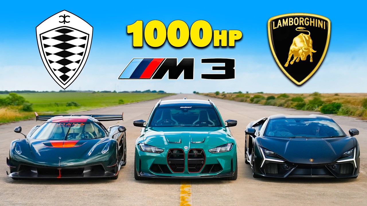 Koenigsegg Jesko vs Lambo Revuelto vs BMW M3 de 1,000hp: ARRANCONES