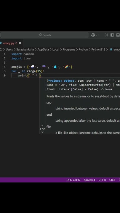 PYTHON EMOJIS RAIN ANIMATION #shortvideo #pythonprogramming #python # ...