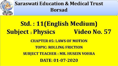 PHY(ENG. MED) CLASS 11|01-07-2020|CHAP 05: LAWS OF MOTION(PART-57) ~ BY HUSEIN VOHRA