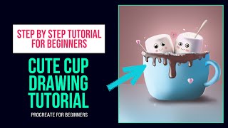 How to draw this cute cup in procreate | step by step tutorial