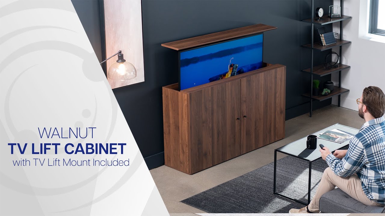 CASE-KIT-EUP1WN Walnut Cabinet with Motorized TV Stand by VIVO