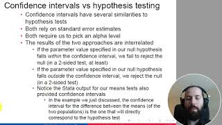 Lecture 8, Part 3 (of 4) - Hypothesis Tests vs Confidence Intervals