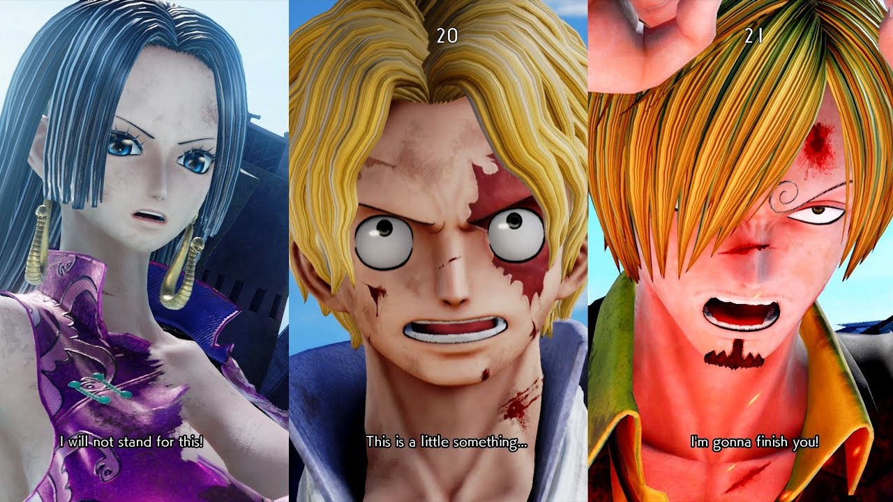 Jump Force All One Piece Characters Vs Battles Sanji Boa Sabo Luffy Zoro Blackbeard Youtube