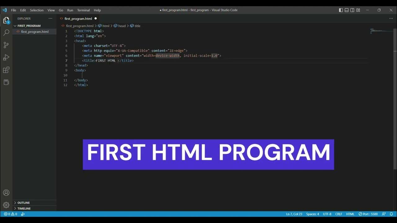 My First HTML Program: Printing "Hello World" || First HTML program ...