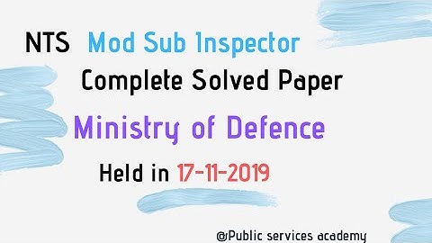 NTS Mod Sub Inspector | Solved Past Paper | held on 17-11-19
