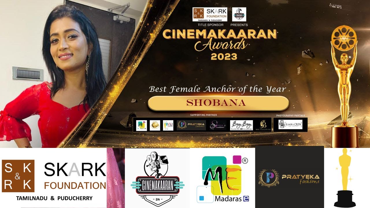 Best Female Anchor of the year 2023 | VJ Shobana | SKARK | Cinemakaaran ...