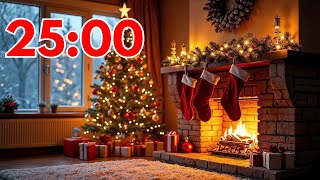 Celebrity 25 Minute Christmas Timer with Music & Fire Crackling 🎄 | Cozy Fireplace Ambience Profile