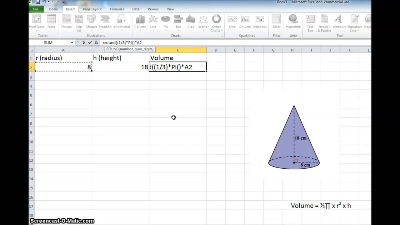 Volume of a Cone using Excel - YouTube