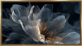4k Tv Screen Wallpaper Floral Background | Gold Framed Art | Tablo Ekran Duvar Kağıdı