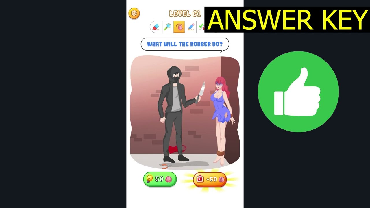 Tricky Quiz Brain Out Puzzle LEVEL 61 What will the robber do (ANSWER KEY) Gameplay Walkthrough